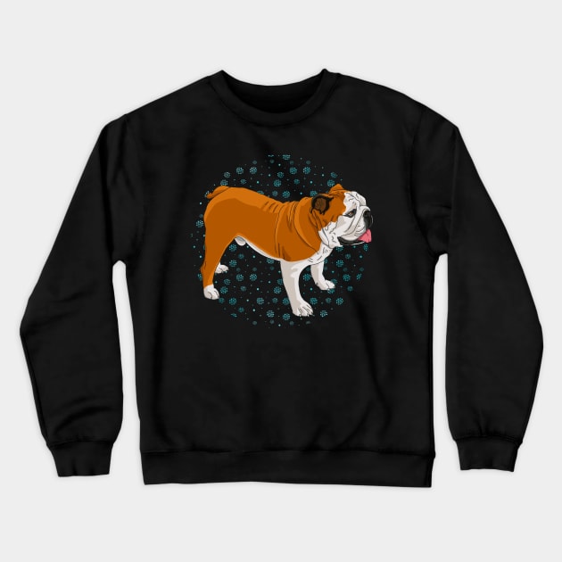 Lazy English Bulldog In Winter Season Crewneck Sweatshirt by okpinsArtDesign